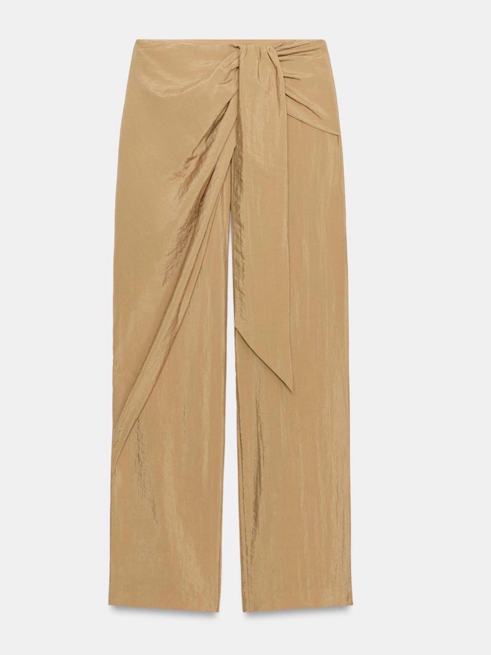 Zara Camel Wide Leg Tie-Front Pants